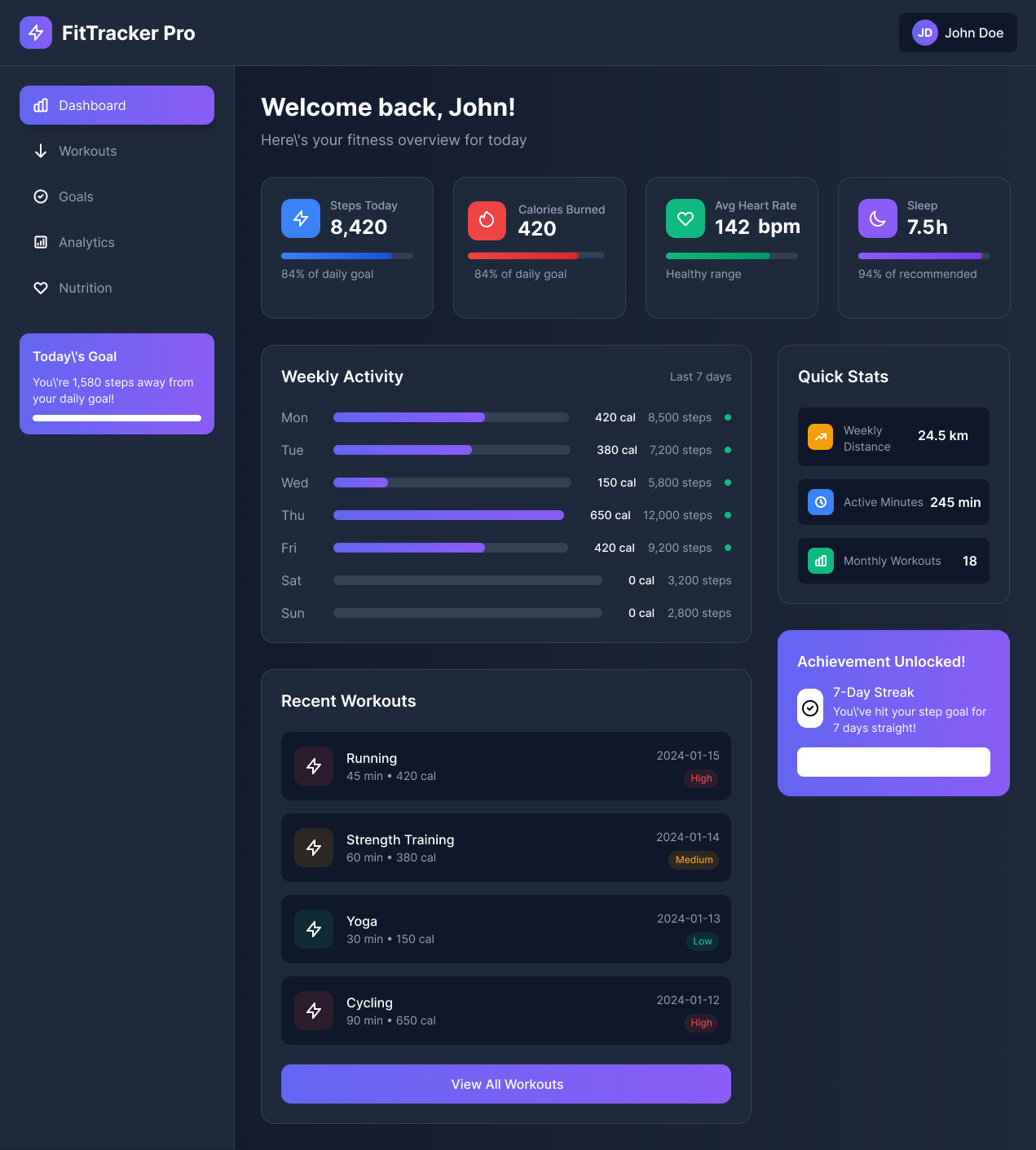 Fitness Tracking App